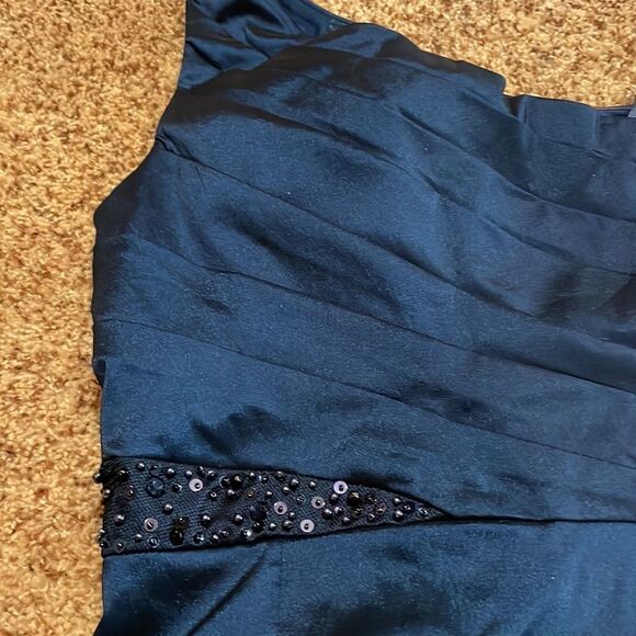 Mardigras gown Adrianna Papell one strap teal blue dress - Picture 13 of 13